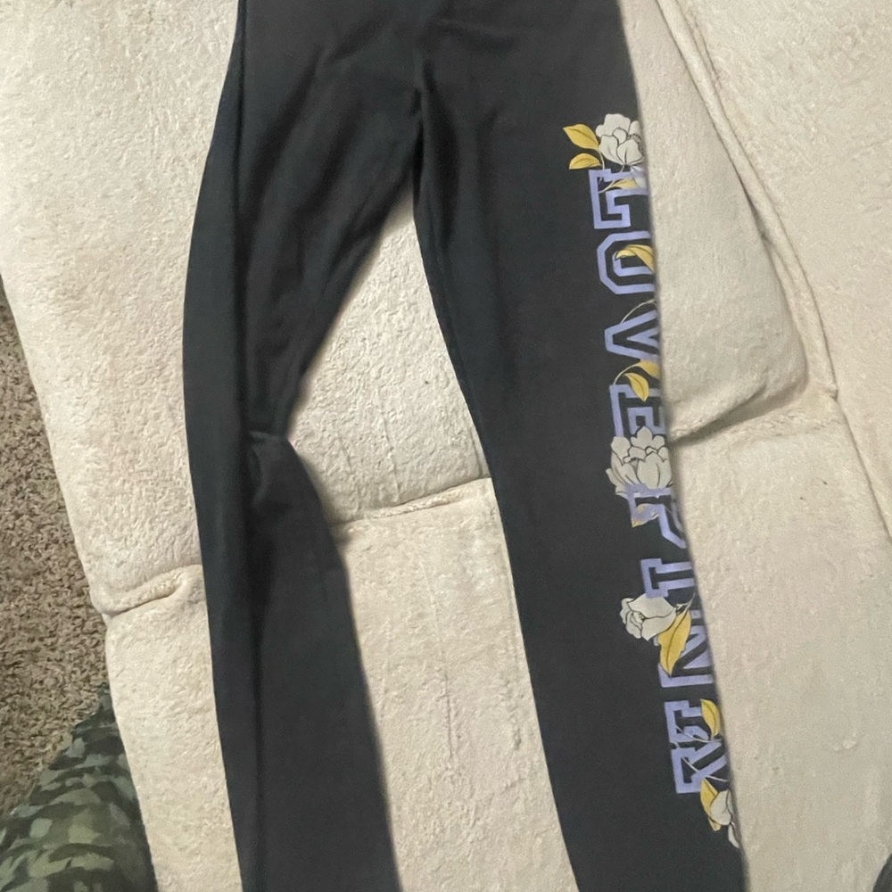 Black Kids Leggings with Floral Print